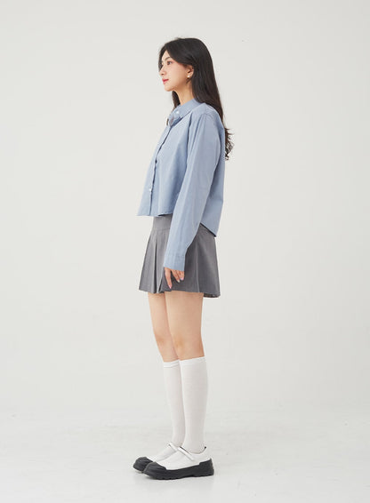 Basic Tone Down Color Crop Shirt BG23