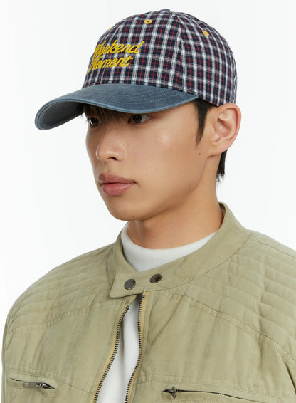 "Weekend Moment" Embroidered Denim Plaid Baseball Cap IF511