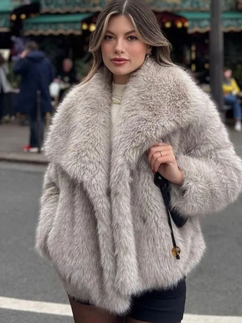 Women's Fluffy Plush Lapel Coat