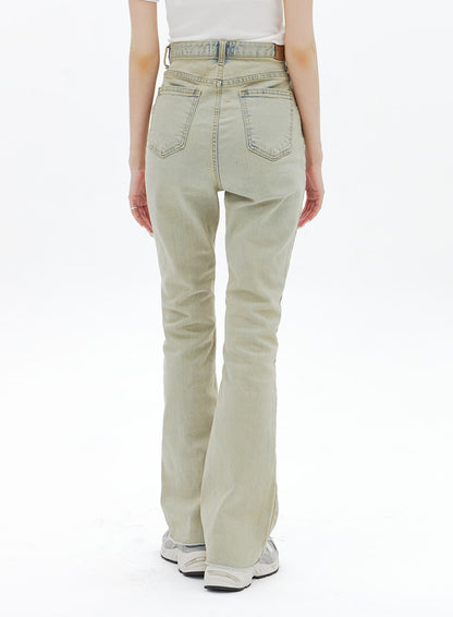 Beige Wash Bootcut Jeans BA320