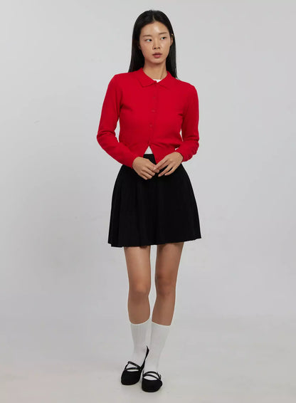 Collar Crop Cardigan IJ508