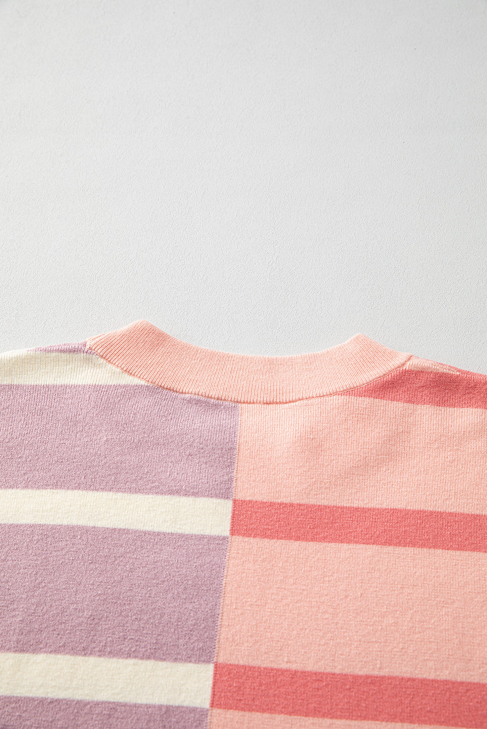 Khaki Stripe Exposed Seam Patchwork Loose Sweatshirts
