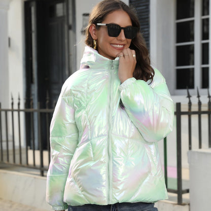 Shiny Hooded Puffer Jacket