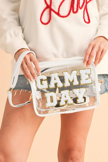 Black Chenille GAME DAY Pattern Clear Shoulder Bag