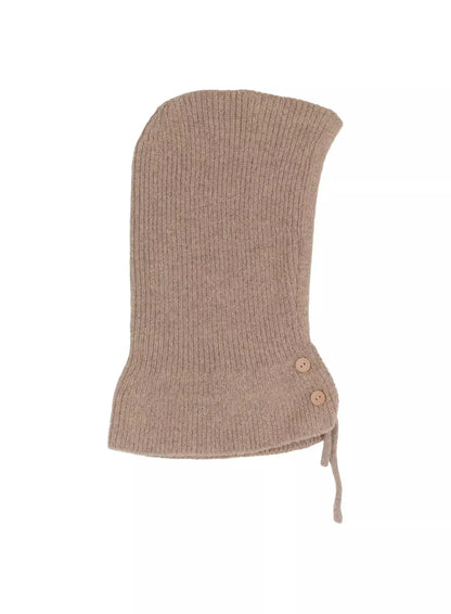Buttoned Knit Hood Hat IN528