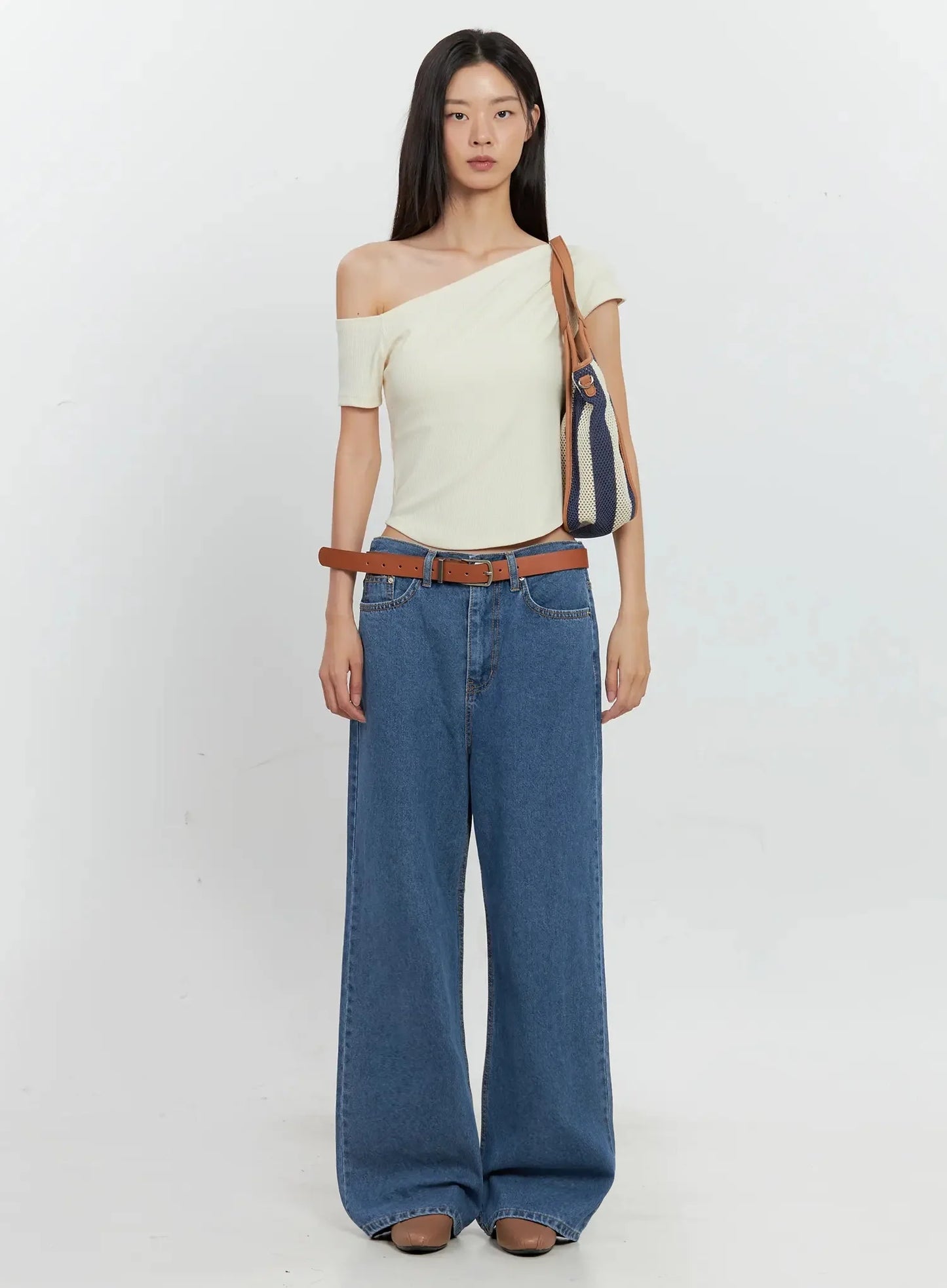 Asymmetric Ribbed Short-Sleeve IL528