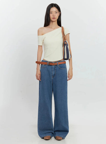 Asymmetric Ribbed Short-Sleeve IL528