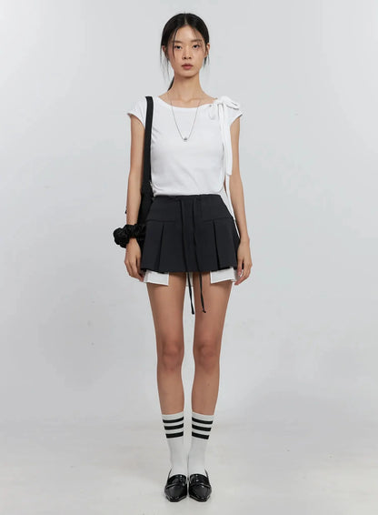 Cap Sleeve Bow Tie Top IS516