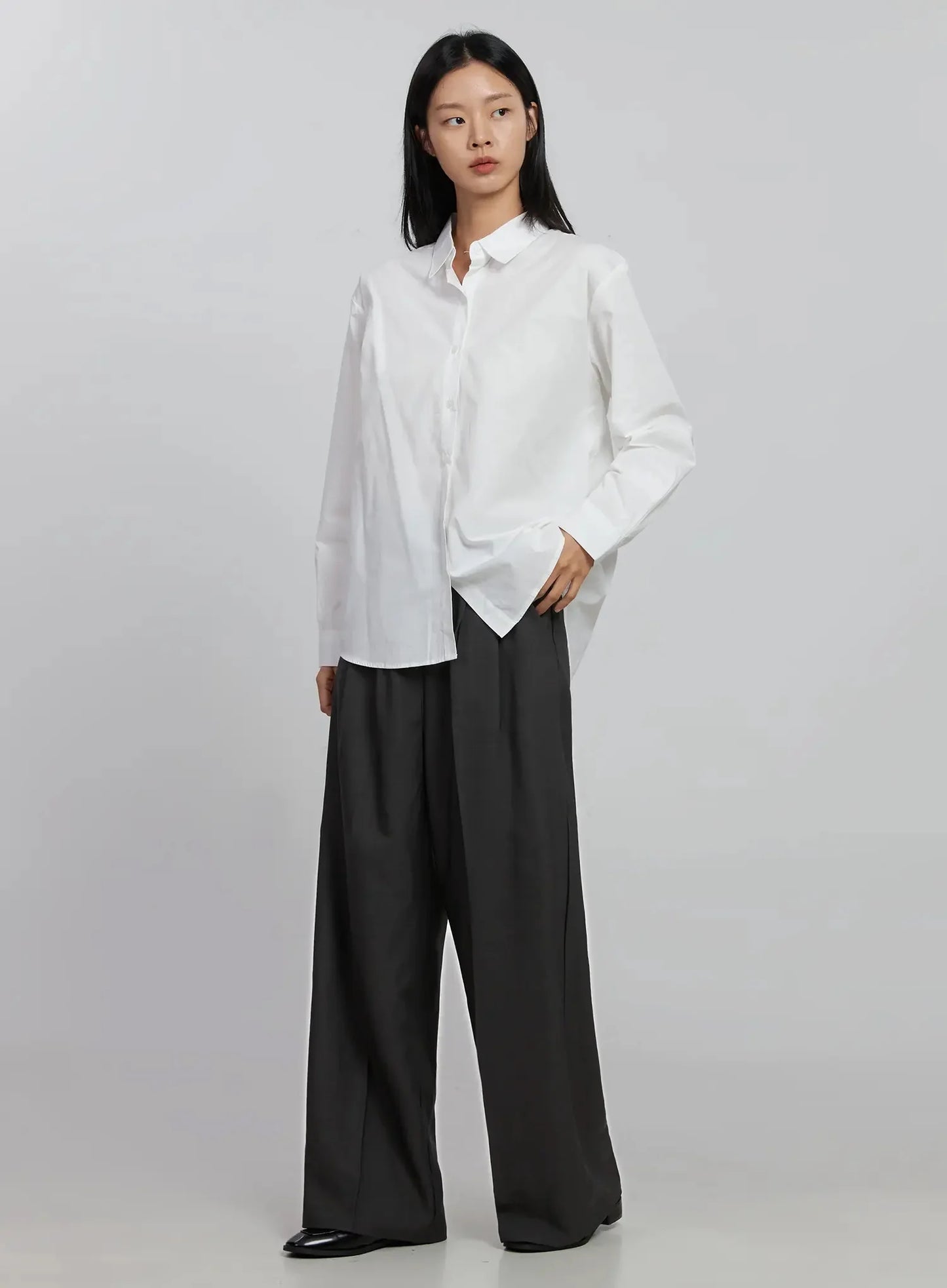 Basic Long Sleeve Button-Up Shirt ID516