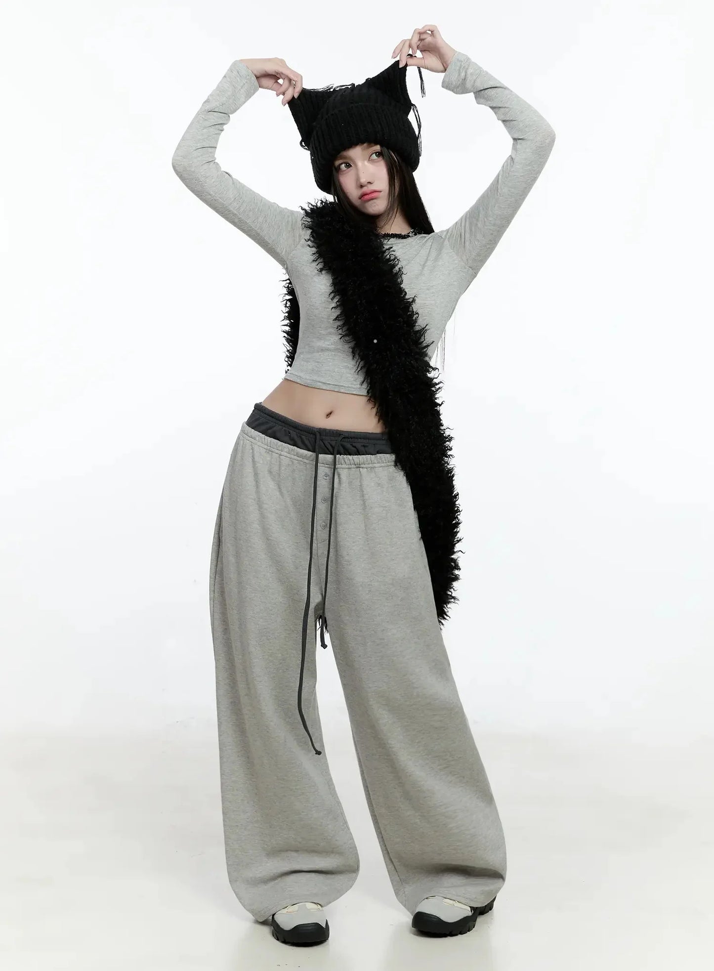 Casual Long Sleeve Crop Tee IO527