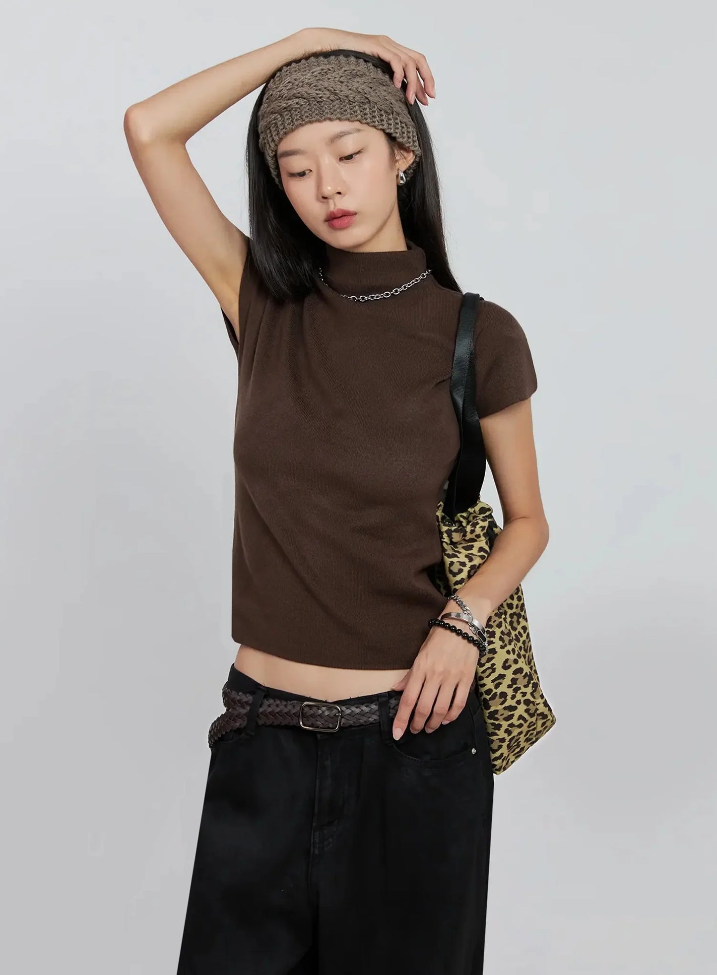 Chic High Neck Knit Top IO530