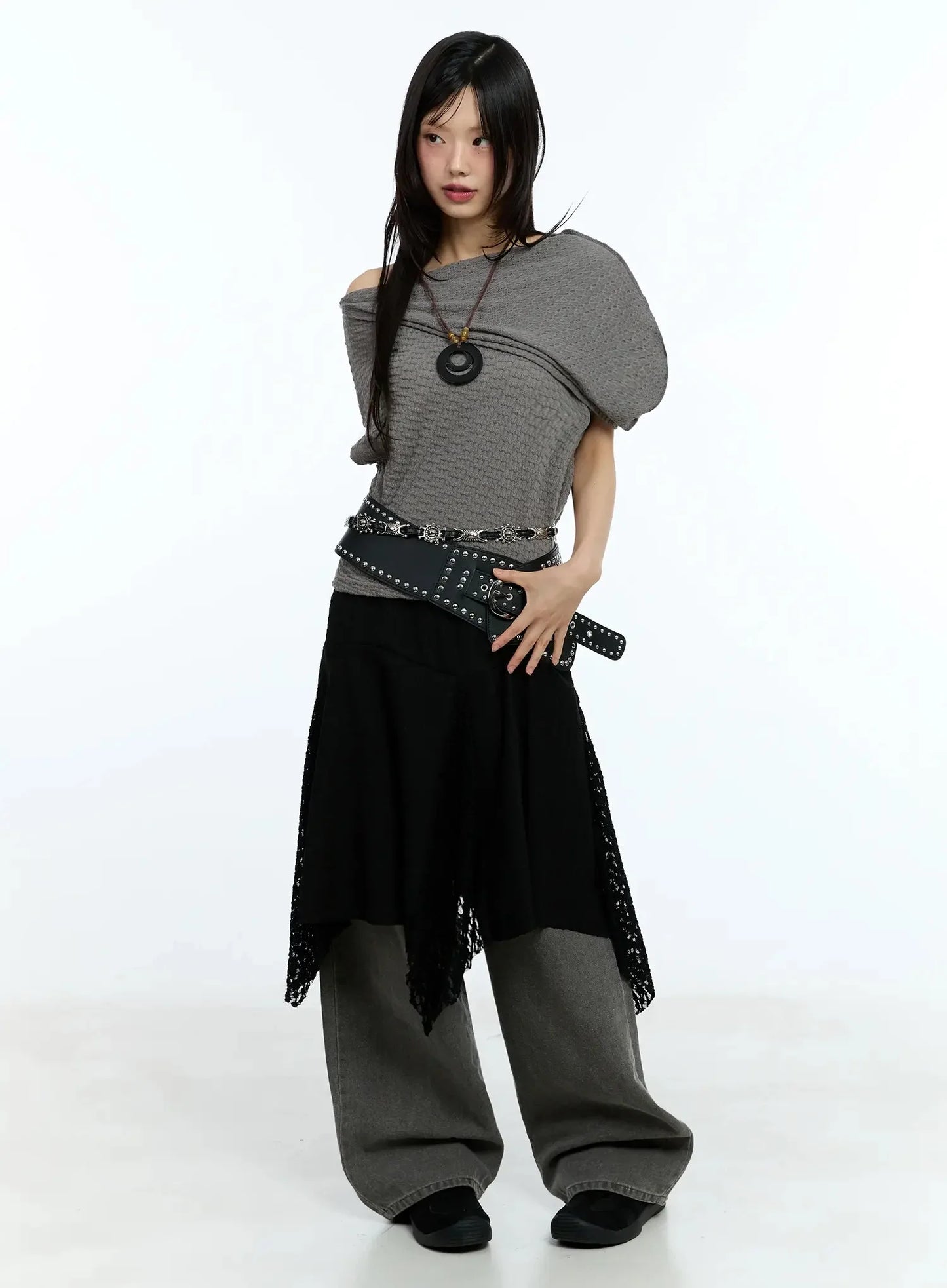 Asymmetric One-Shoulder Loose-Fit Top IU525