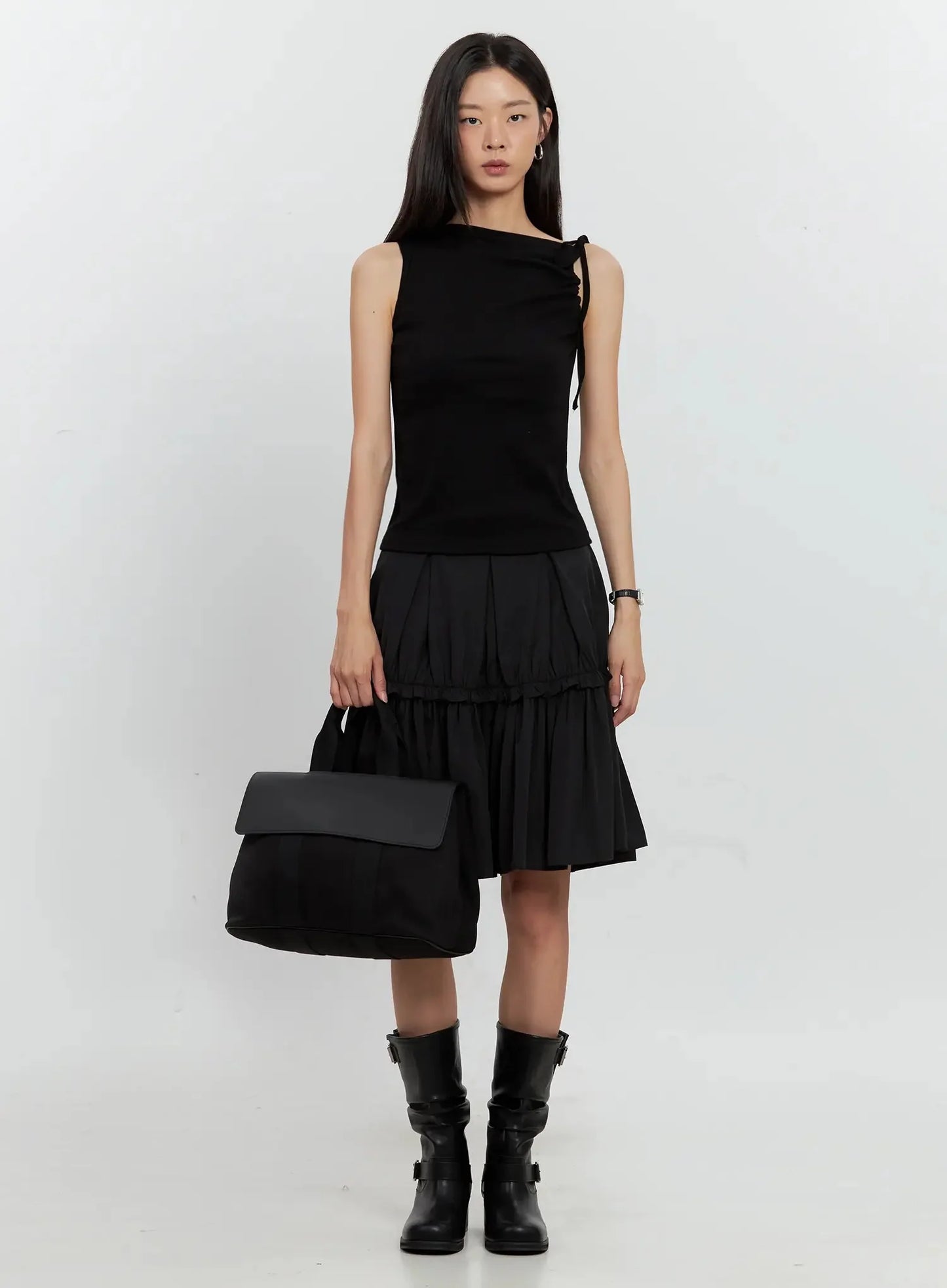 Asymmetric High Neck Tank Top IL528