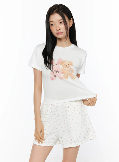 Animal Print Cropped Tee IU516