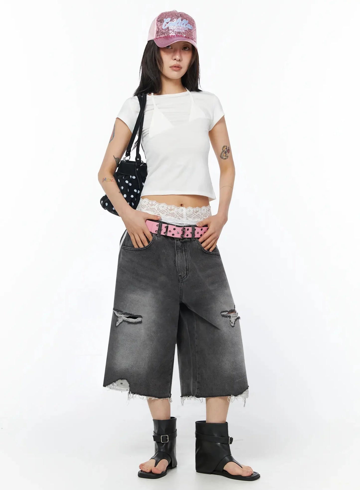 Asymmetric Layered Crop Tee IU509