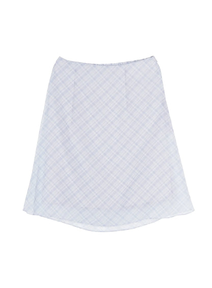 Chiffon Flare Plaid Midi Skirt IY507