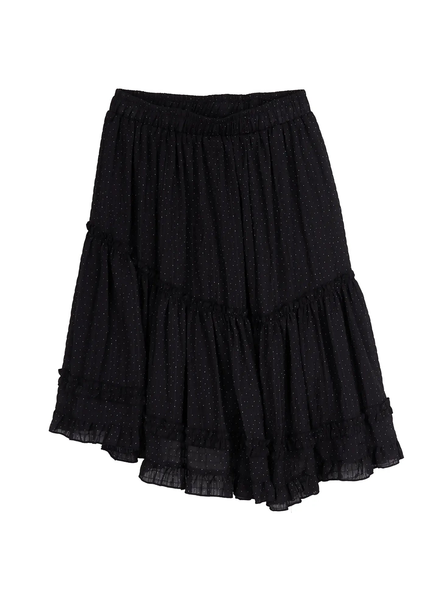 Asymmetric Ruffle Polka Dot Midi Skirt IU505