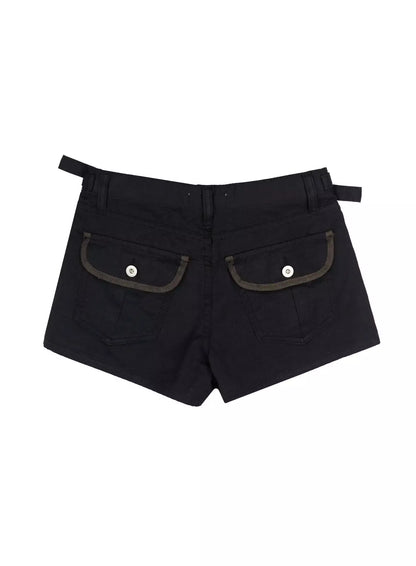 Black Cargo Pocket Shorts IU518