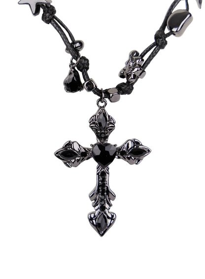 Bold Metallic Pendant Cord Necklace IN510