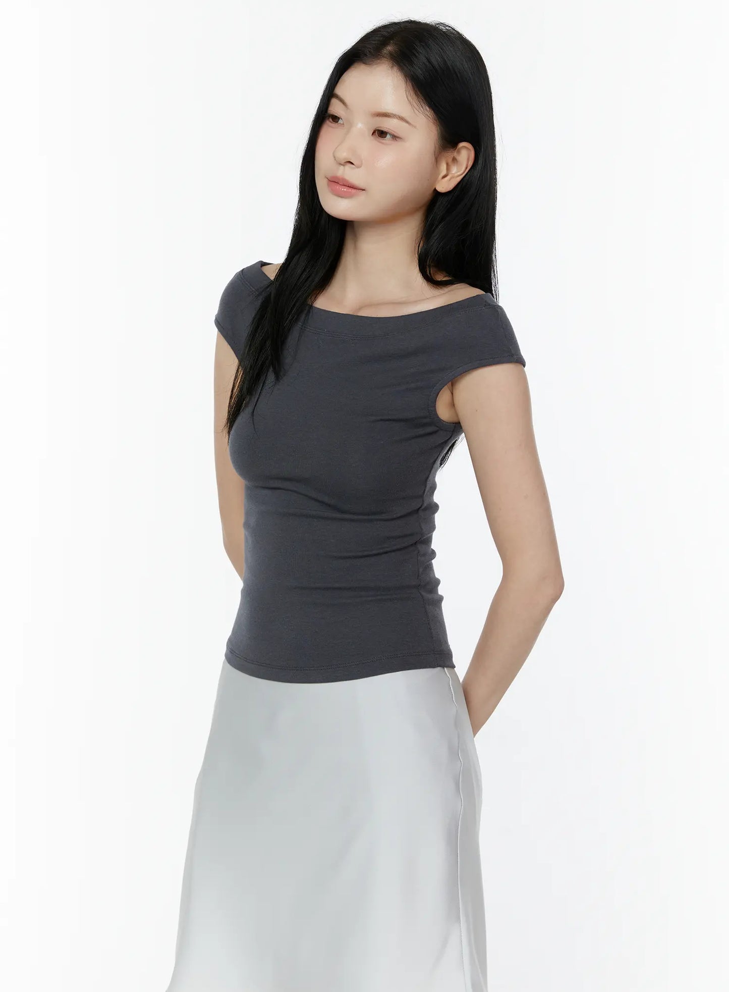 Boat Neck Short Sleeve Top IU505