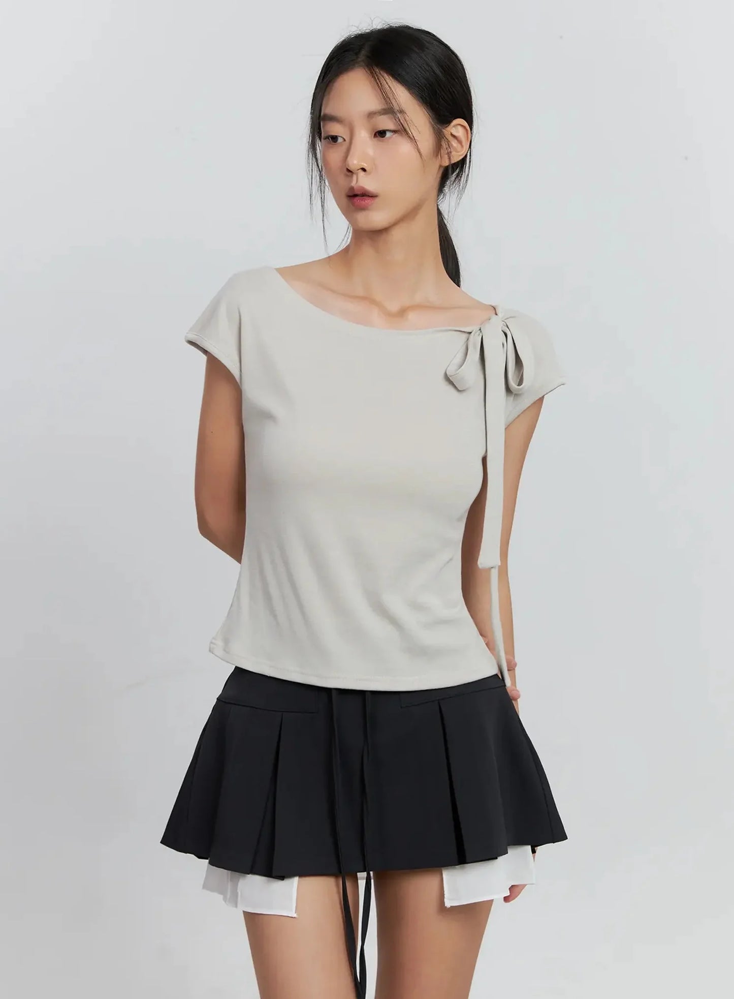 Cap Sleeve Bow Tie Top IS516