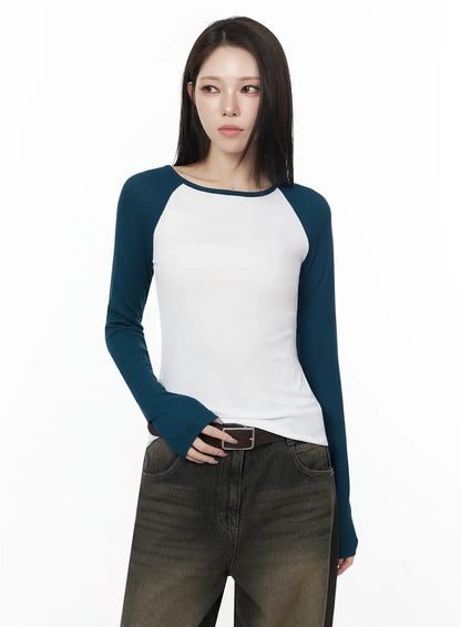 Basic Raglan Long Sleeve Top IJ528