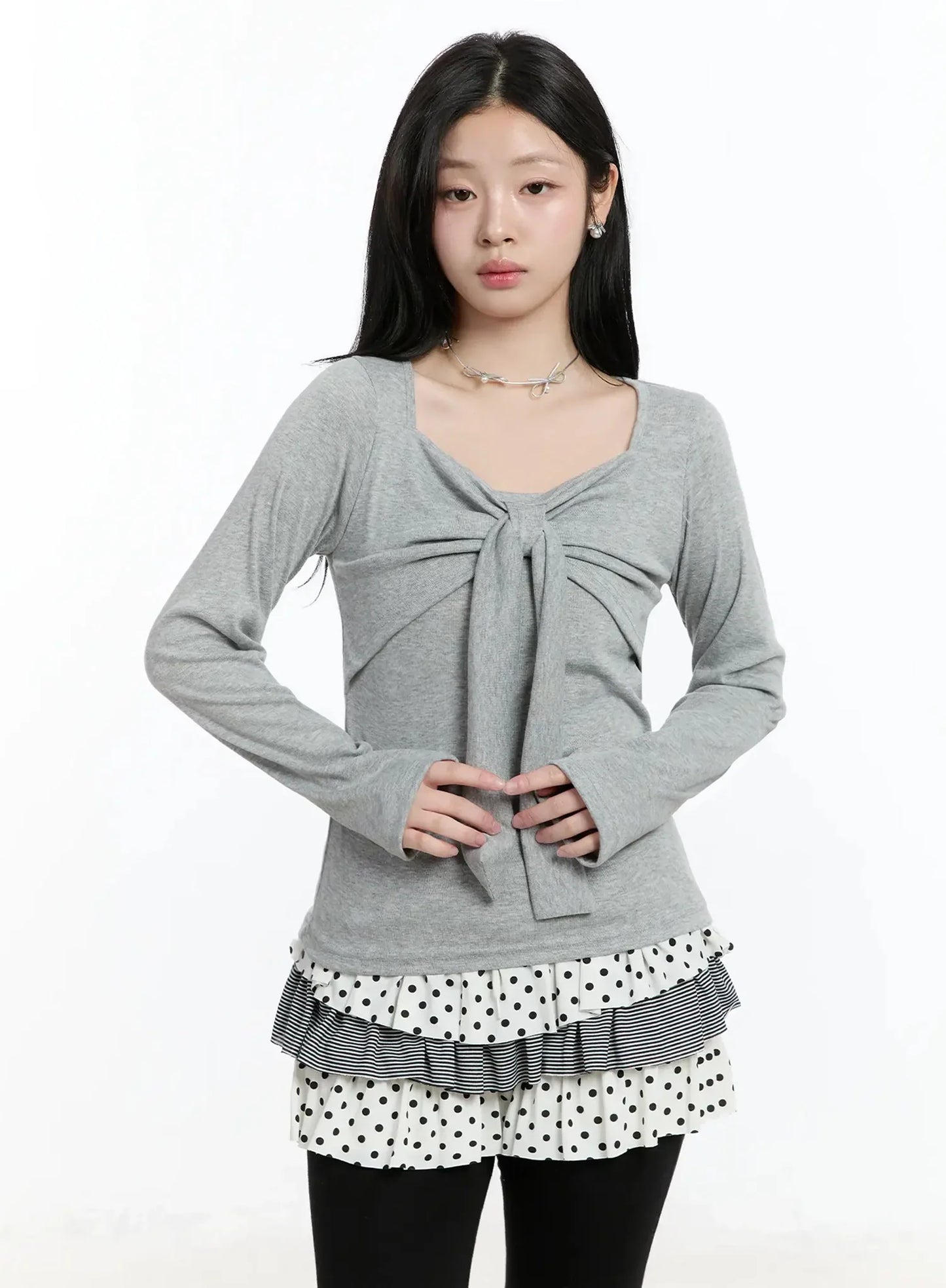 Bow Tie Long Sleeve Top IM519