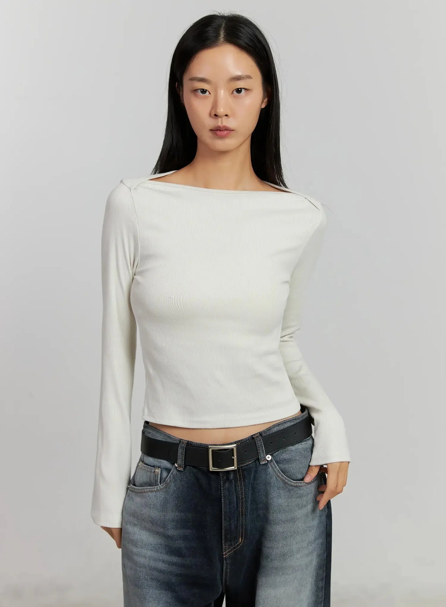 Boat Neck Long Sleeve Top IJ505