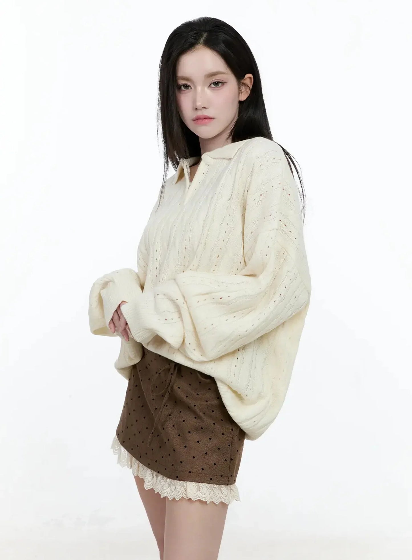 Cable Knit Half-Zip Sweater IO520
