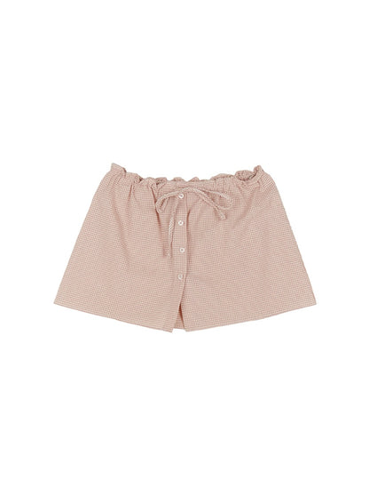Checkered Ribbon Button Mini Skirt IY513