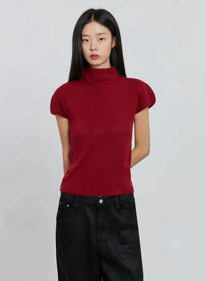 Chic High Neck Knit Top IO530