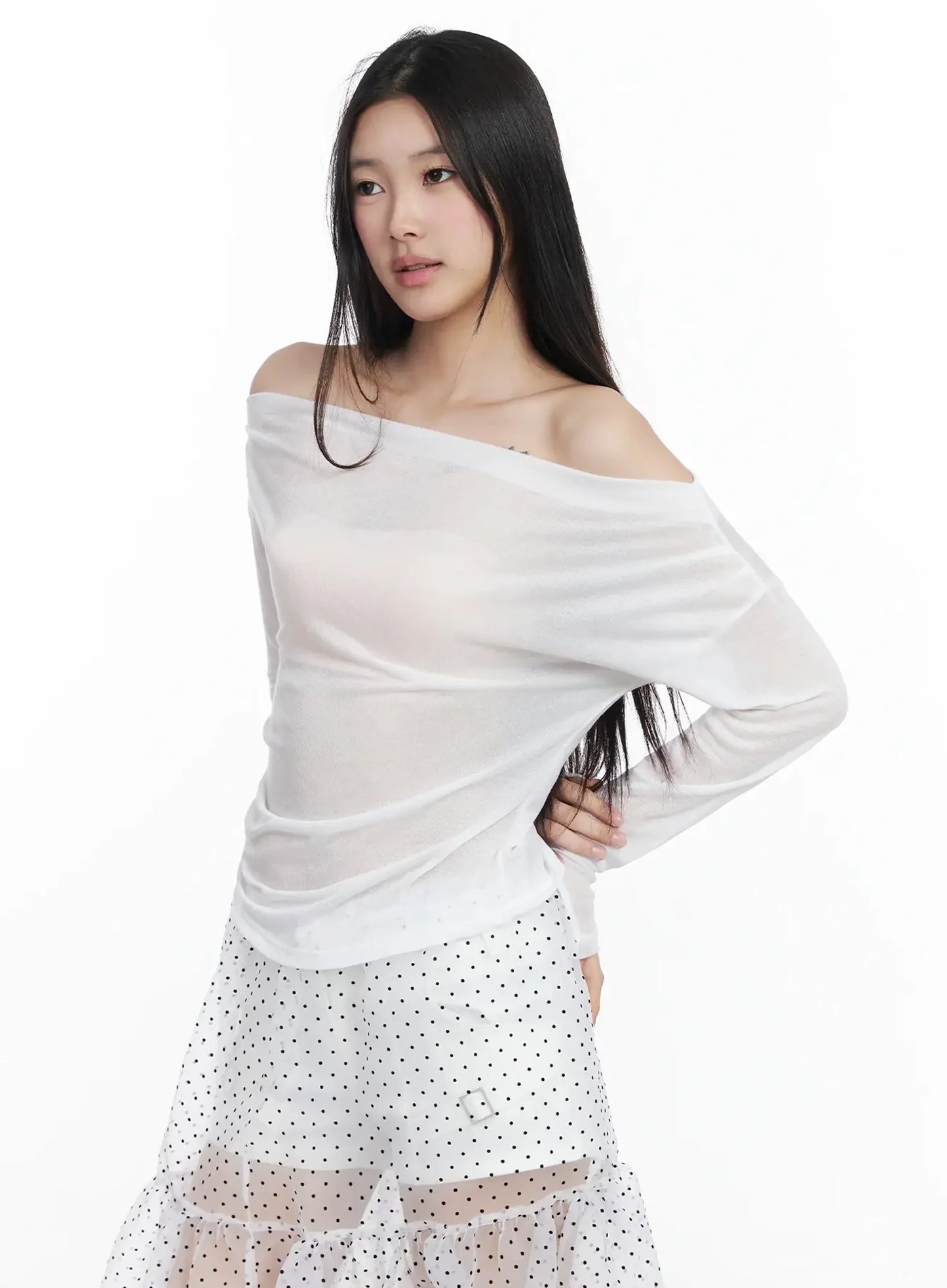 Asymmetrical Off-Shoulder Top IM504
