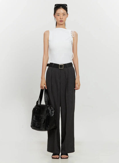 Asymmetric High Neck Tank Top IL528