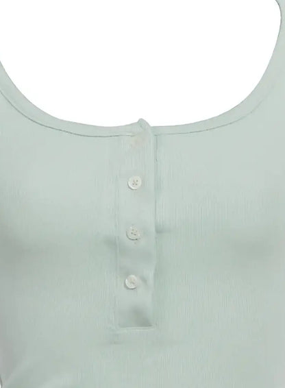 Buttoned Scoop-Neck Crop Top IC503