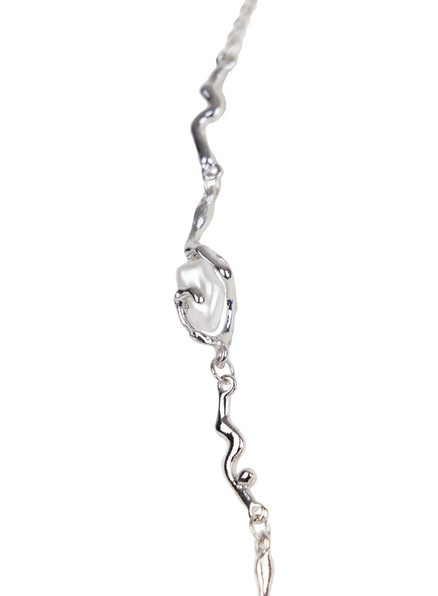 Asymmetric Faux-Pearl Link Necklace IN510