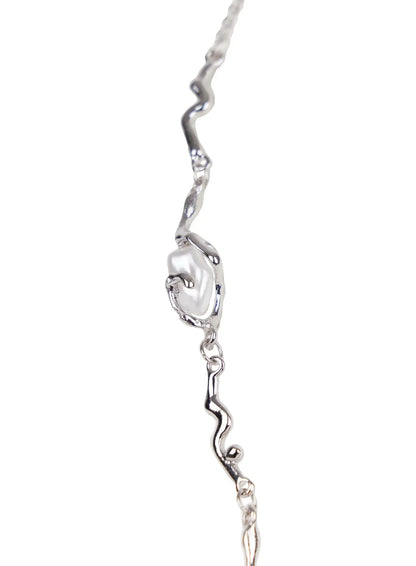 Asymmetric Faux-Pearl Link Necklace IN510
