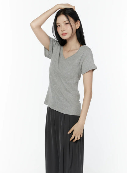 Casual V-Neck Cotton Tee IU503