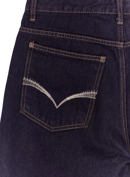 Annette Dark-Wash No-Fade Baggy Jeans IA507