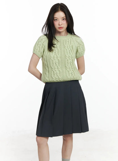 Cable Knit Short Sleeve Top IF524