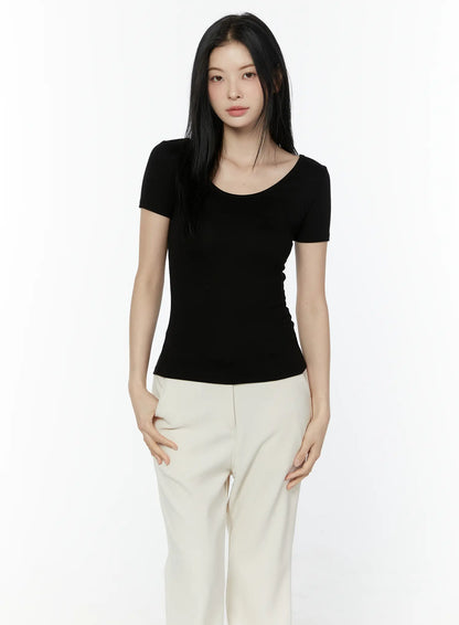 Basic Slim Fit Round Neck Tee IU503