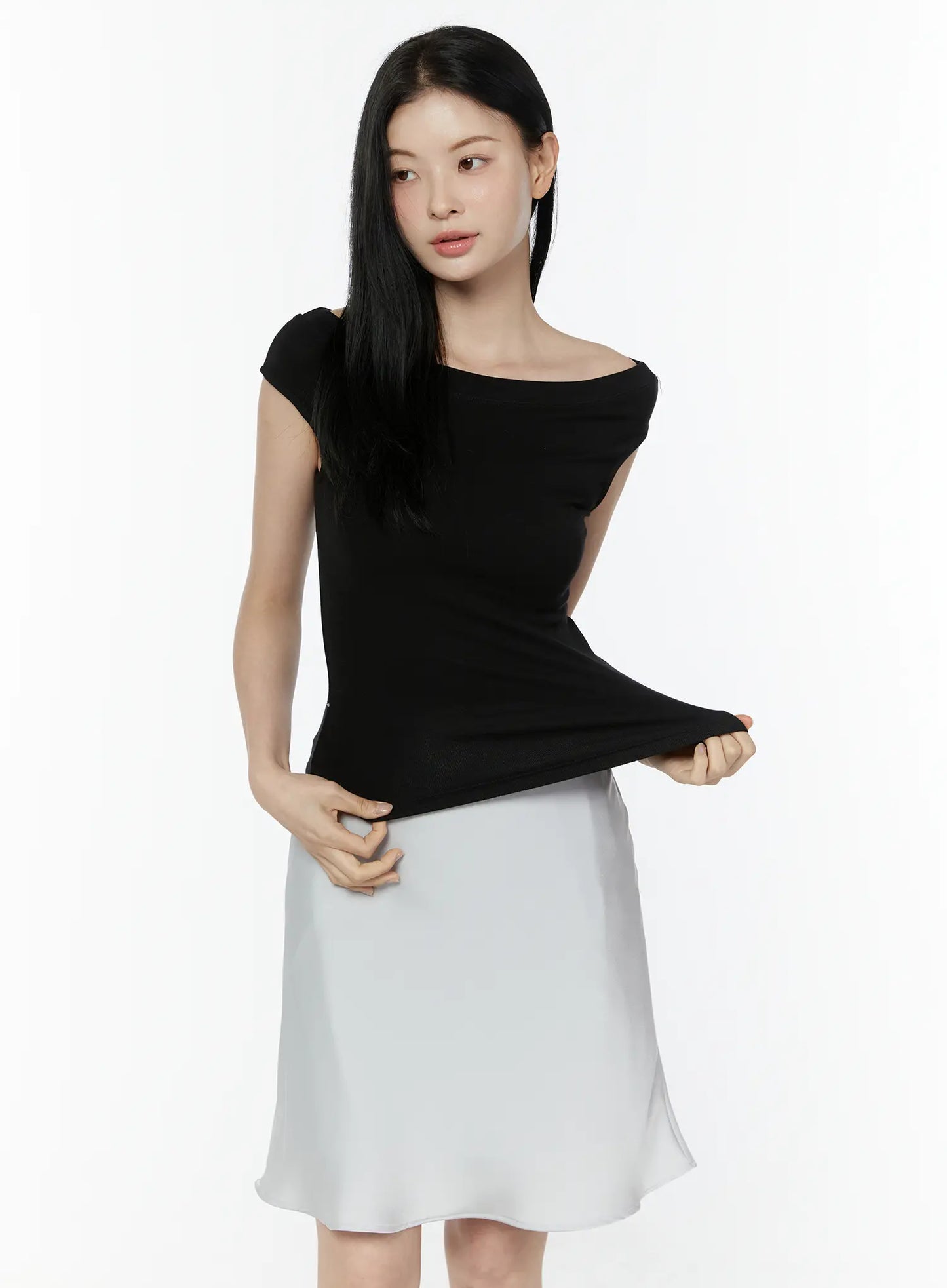 Boat Neck Short Sleeve Top IU505