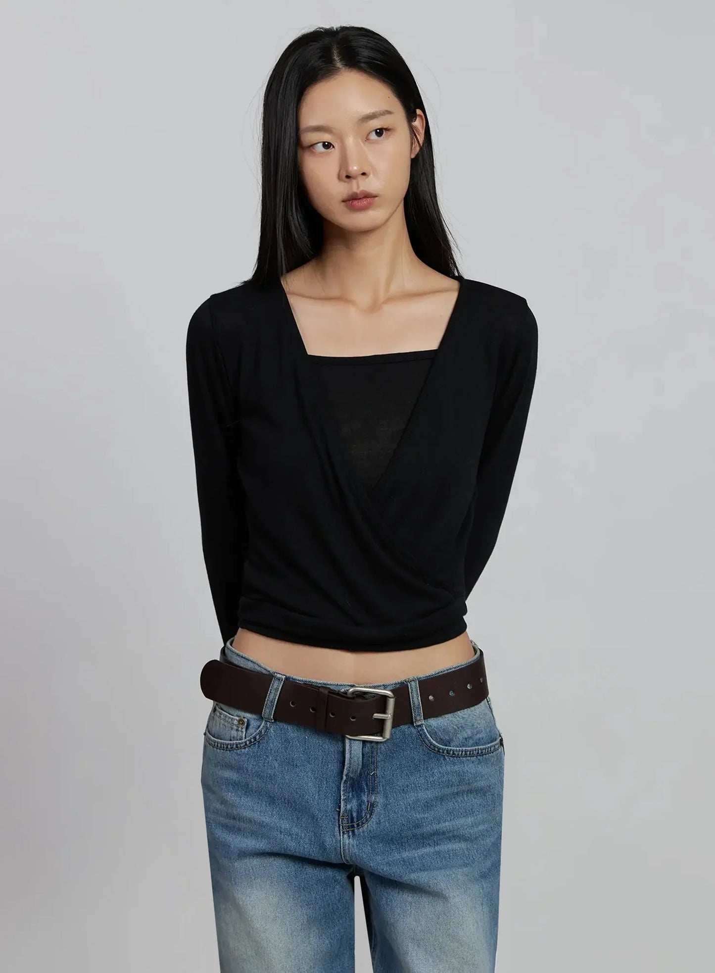 Casual Wrap V-Neck Top Set IM520