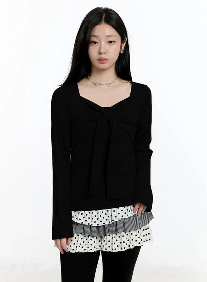 Bow Tie Long Sleeve Top IM519