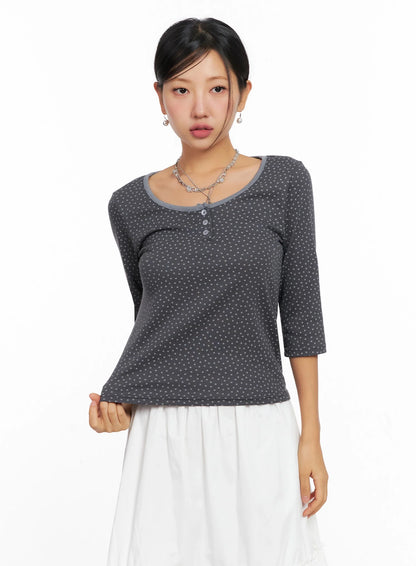 3/4 Sleeve Round Neck Tee IG527