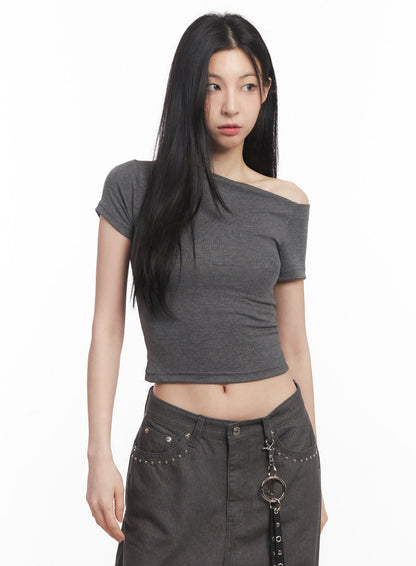 Classic One-Shoulder Crop Top IY516