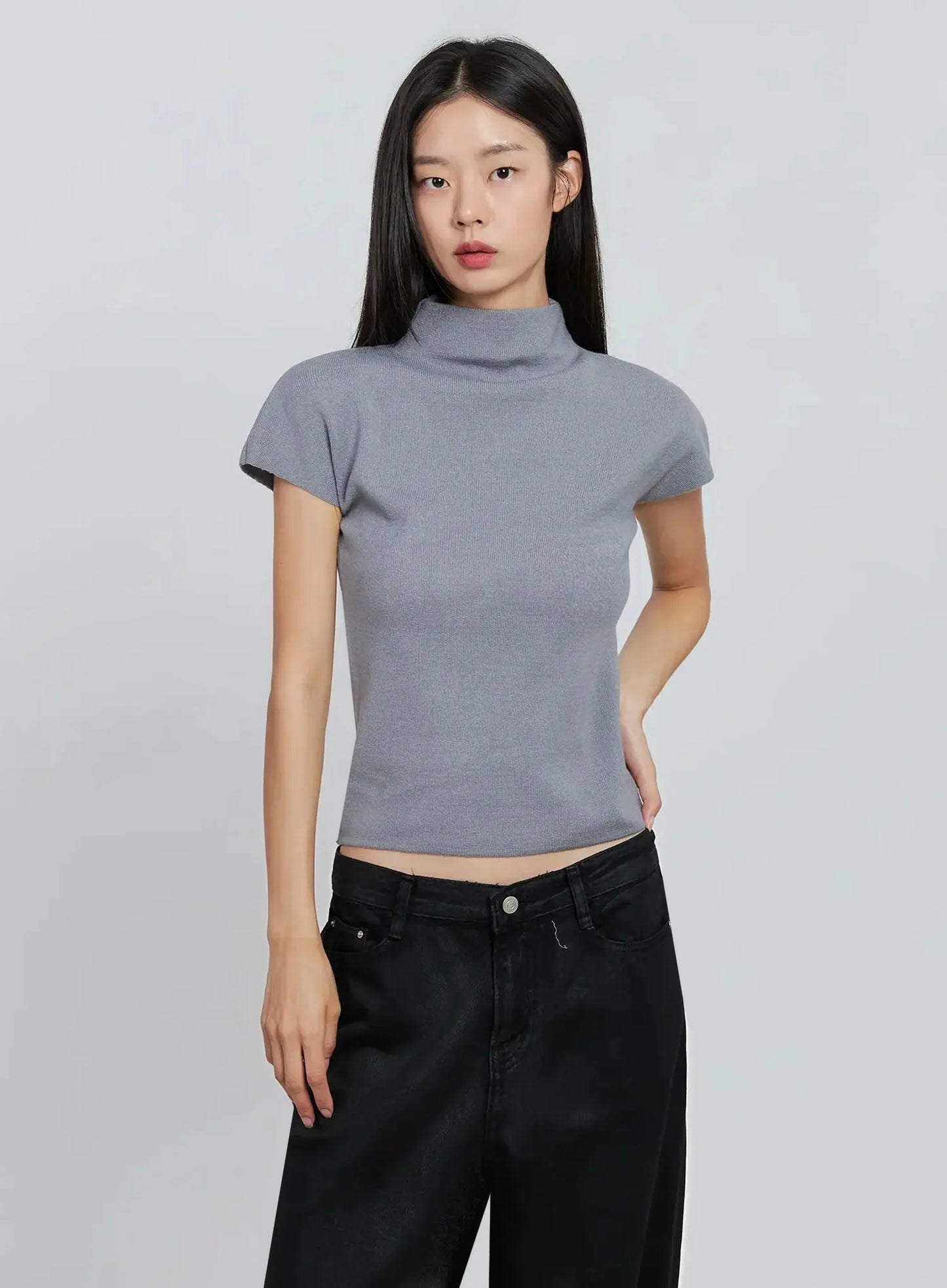 Chic High Neck Knit Top IO530
