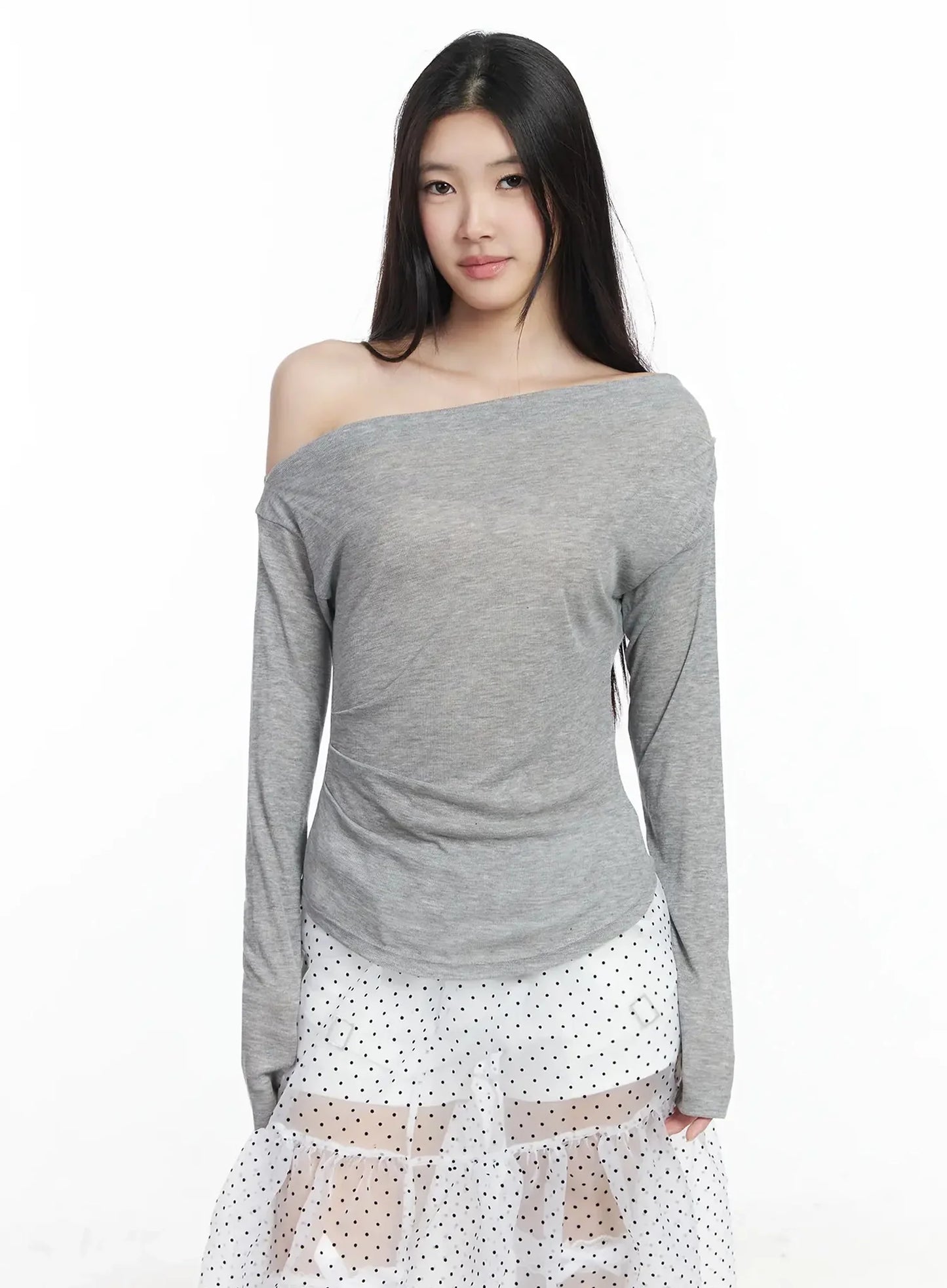 Asymmetrical Off-Shoulder Top IM504