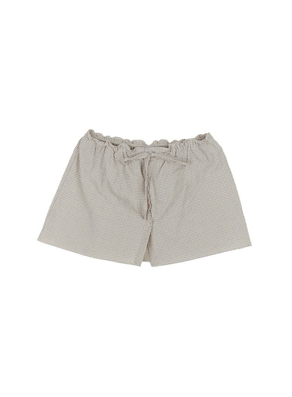Checkered Ribbon Button Mini Skirt IY513