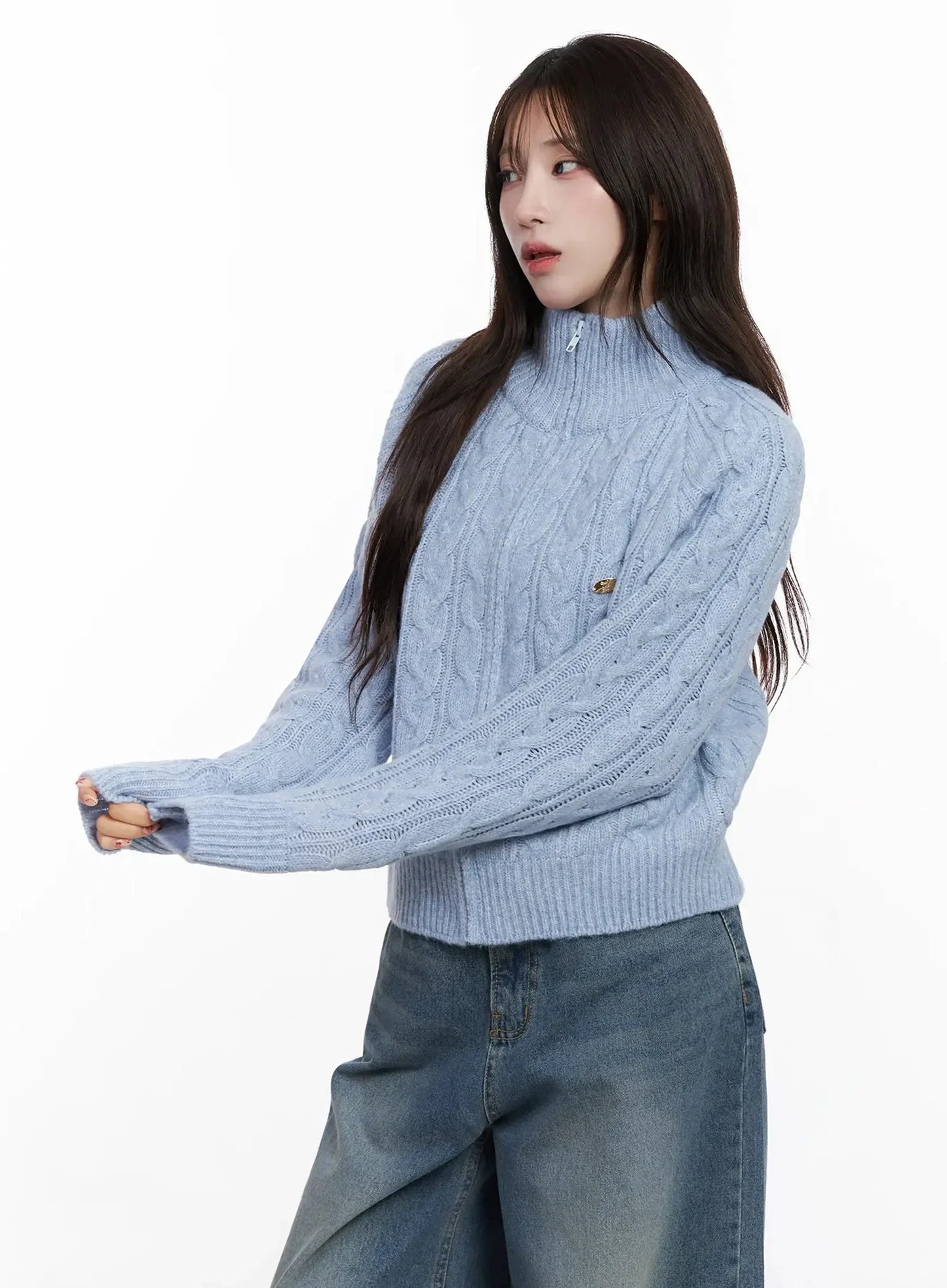 Cable Knit Zip-Up Jacket IN525