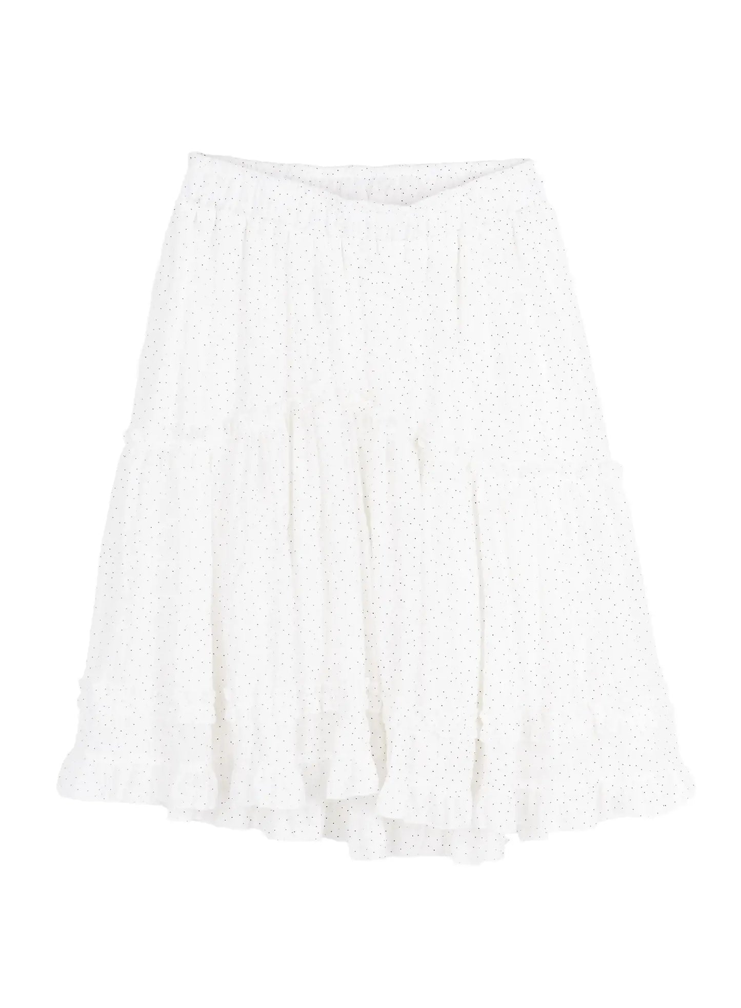 Asymmetric Ruffle Polka Dot Midi Skirt IU505